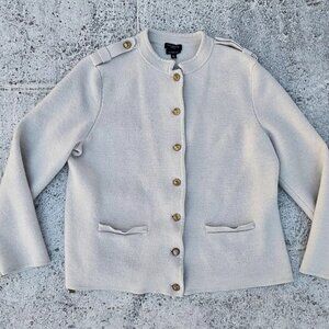 Talbots Petite Women Sweater Pure Merino Wool Long Sleeve Gold Tone Button XLP